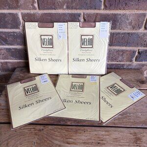 New Velan Pantyhose Control Top,Size A/B, Beige Silken Sheers Lot Of 5